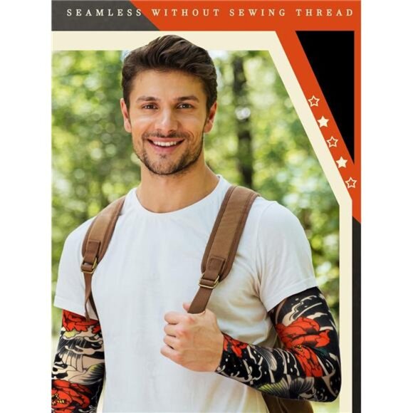 20 Pcs Men's Cooling Arm Sleeves Long Fingerless Arm Cover Anti Slip - Picture 2 of 7